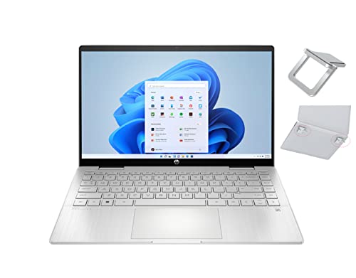 HP 2022 Newest Pavilion x360 2-in-1 14" FHD IPS Touch-Screen Laptop | Intel Core i5-1235U | 8GB RAM | 512GB SSD | Backlit Keyboard | Fingerprint | Windows 11 Home | Silver | with Laptop Stand Bundle