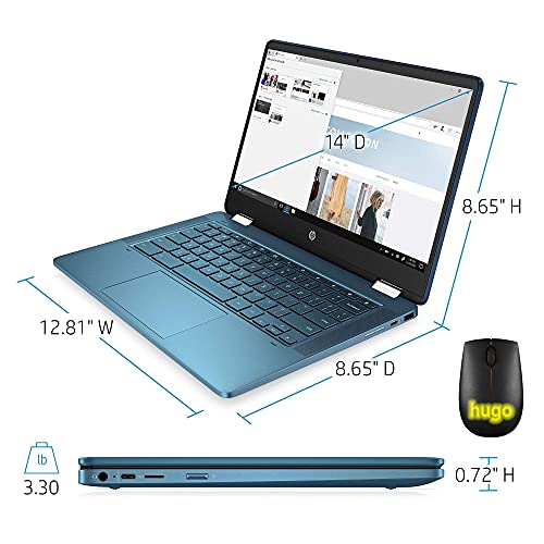 HP 2-in-1 Convertible Chromebook, 14inch HD Touchscreen, Intel N4020 Up to 2.8GHz, 4GB Ram, 64GB SSD, Intel UHD Graphics, Webcam,WiFi, Bluetooth,Blue, Chrome OS (Renewed)