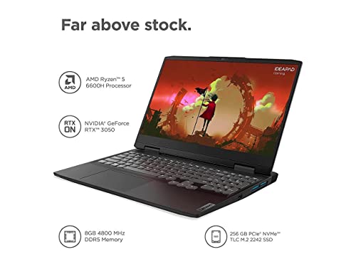 Lenovo IdeaPad Gaming 3 Laptop RTX 3050 NVIDIA| 15.6" FHD Display 120Hz| AMD Ryzen 5 6600H| Windows 11| Wi-Fi 6| Backlit Keyboard| USB C| Webcam| HDMI Cable| Gaming PC (32GB DDR5 RAM |1TB PCIe SSD)