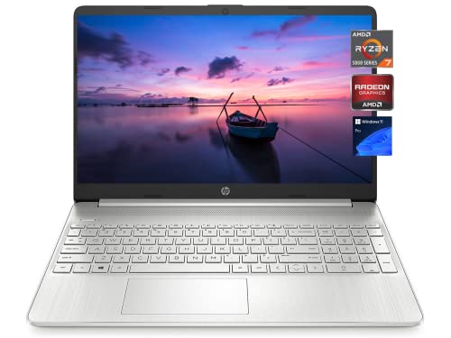 HP 15 Business Laptop, 15.6" HD Display, AMD Ryzen 7 5700U, Windows 11 Pro, 32GB RAM, 1TB SSD, WiFi 6, Bluetooth, Full-Size Keyboard, Thin & Portable, Long Battery Life, Durlyfish