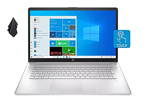 HP 2021 17 Laptop, 17.3-inch HD+ Touch Display, AMD Ryzen3 3250U Processor, 16 GB RAM, 256 GB SSD + 1TB HDD, WiFi, Webcam, Long Battery Life, Windows 10, Silver (Latest Model) (Renewed)