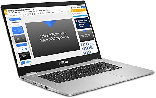 ASUS Chromebook C523NA , 15.6" FHD NanoEdge-Display with 180 Degree-Hinge, Intel Celeron N3350-Processor 1.1GHz, 4GB LPDDR4-RAM, 64GB Storage, Chrome OS, Silver (Renewed)