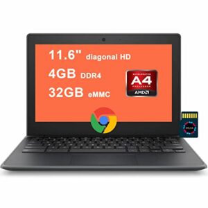 hp chromebook 11 business laptop | 11.6″ diagonal hd display | amd a4-9120c apu processor | 4gb ddr4 32gb emmc | amd radeon r4 graphics webcam bt chromeos black + 32gb microsd card