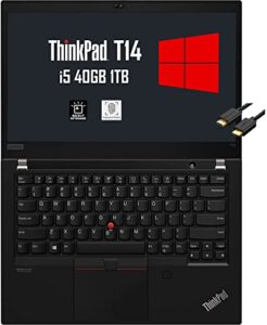 lenovo thinkpad t14 14″ fhd 1080p ips intel quad-core i5-1135g7 (beats i7-10510u), 40gb ram, 1tb pcie ssd, business laptop, backlit, fingerprint, 2 x thunderbolt 4, windows 10 pro, cable
