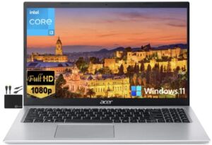 acer 2022 newest aspire 5 slim 15.6″ fhd laptop, dual-core core i3-1115g4 (upto 4.1ghz,beat i5-7200u), 8gb ddr4 ram, 256gb nvme ssd,uhd graphics, rj45, wifi 6, hd webcam, windows 11+marxsolcables