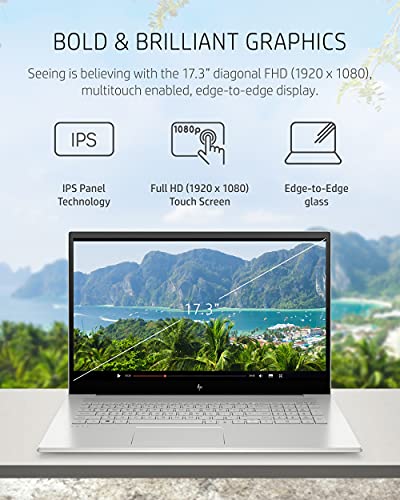 HP Envy 17 Laptop, 11th Gen Intel Core i7-1165G7, 12 GB RAM, 1 TB HDD & 256 GB SSD, 17.3-inch FHD IPS Touchscreen, Wins10 Home, HD Webcam, Audio by B&O (17-cg1010nr, 2021) (Renewed)