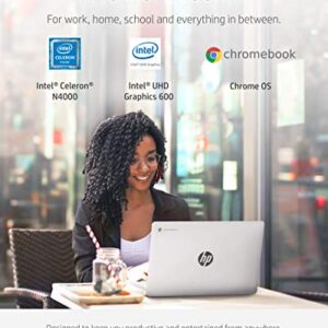 HP Chromebook 14 Laptop, Intel Celeron N4000 Processor, 4 GB RAM, 32 GB eMMC, 14” HD Display, Chrome, Lightweight Computer with Webcam and Dual Mics, Home, School, Music, Movies (14a-na0021nr, 2021)