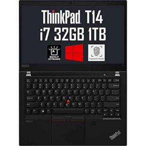 lenovo thinkpad t14 14″ fhd (intel quad-core i7-1165g7, 32gb ram, 1tb pcie ssd, uhd graphics, ips) business laptop, backlit keyboard, 2 x thunderbolt 4, fingerprint, windows 10 pro / windows 11 pro