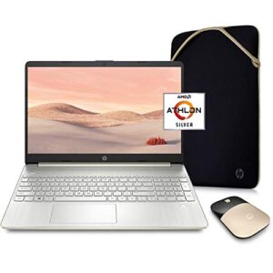 hp pavilion laptop (2021 latest model), amd athlon 3050u processor, 16gb ram, 512gb ssd, long battery life, webcam, hdmi, bluetooth, wifi, gold, win 10 + oydisen cloth