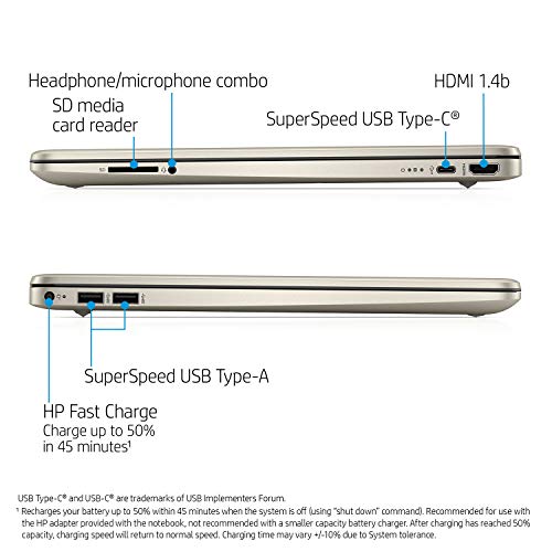 HP Pavilion Laptop (2021 Latest Model), AMD Athlon 3050U Processor, 16GB RAM, 512GB SSD, Long Battery Life, Webcam, HDMI, Bluetooth, WiFi, Gold, Win 10 + Oydisen Cloth