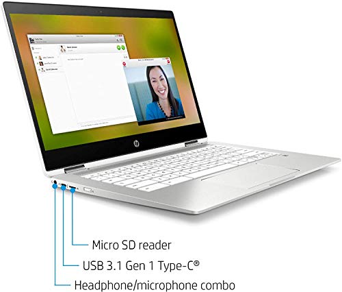 2021 HP X360 2 in 1 Laptop 14" Touch-Screen HD Chromebook, Intel Pentium Silver Quad-Core N5000, 4GB Memory, 64GB eMMC Storage, USB Type C, WiFi, Webcam, Chrome OS, Ceramic White + 32GB TiTac Card