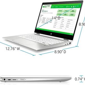 2021 HP X360 2 in 1 Laptop 14" Touch-Screen HD Chromebook, Intel Pentium Silver Quad-Core N5000, 4GB Memory, 64GB eMMC Storage, USB Type C, WiFi, Webcam, Chrome OS, Ceramic White + 32GB TiTac Card