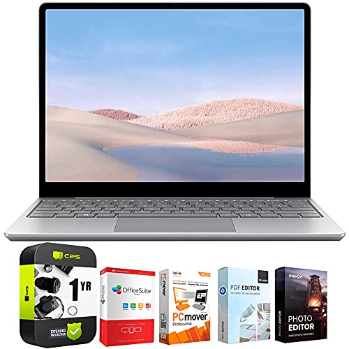 Microsoft Surface Laptop Go 12.4" Intel i5-1035G1 4GB RAM, 64GB eMMC Touchscreen Bundle w/Elite Suite 18 Software + 1 YR CPS Enhanced Protection Pack