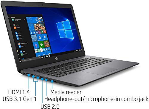 HP 2022 Stream 14" HD Thin and Light Laptop, Intel Celeron N4000 Processor, 4GB RAM, 64GB eMMC, HDMI, Webcam, WiFi, Bluetooth, 1 Year Office 365, Windows 10 S, Brilliant Black, W/ IFT Accessories