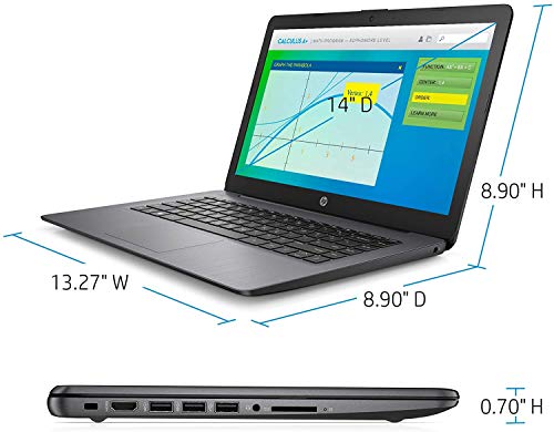 HP 2022 Stream 14" HD Thin and Light Laptop, Intel Celeron N4000 Processor, 4GB RAM, 64GB eMMC, HDMI, Webcam, WiFi, Bluetooth, 1 Year Office 365, Windows 10 S, Brilliant Black, W/ IFT Accessories