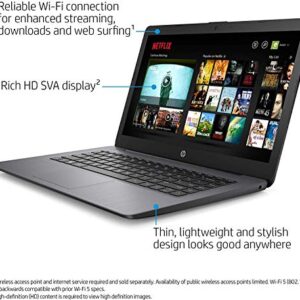 HP 2022 Stream 14" HD Thin and Light Laptop, Intel Celeron N4000 Processor, 4GB RAM, 64GB eMMC, HDMI, Webcam, WiFi, Bluetooth, 1 Year Office 365, Windows 10 S, Brilliant Black, W/ IFT Accessories