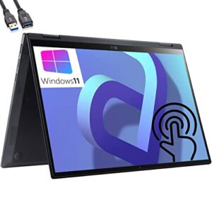 LG 2023 Gram 14 14" Touchscreen WUXGA 2-in-1 Laptop, 12th Gen Intel 12-Core i7-1260P, 8GB LPDDR5 RAM, 512GB PCIe SSD, WiFi 6, Bluetooth 5.1, Backlit Keyboard, Windows 11 Home, BROAG Extension Cable