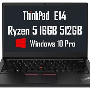 Lenovo ThinkPad E14 Gen 2 14" FHD IPS (16GB RAM, 512GB SSD, AMD 6-Core Ryzen 5-4500U(Beat i7-1165G7)) Business Laptop, Long Battery, Anti-glare, Type-C (DP and Charge), Webcam, Win 10 / Win 11 Pro