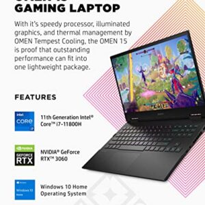 HP OMEN 15 Gaming Laptop, NVIDIA GeForce RTX 3060, 11th Generation Intel Core i7-11800H, 8 GB RAM, 512 GB SSD, 15.6” 144 Hz Full HD Display, Windows 10 Home, RGB Backlit Keyboard (15-ek1010nr, 2021)