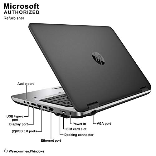 HP ProBook 640 G2 14 Inch Business Laptop, Intel Core i7-6600U up to 3.4GHz, 16G DDR4, 512G SSD, Webcam, USB 3.0, Type-C, WiFi, VGA, DP, Win 10 Pro 64 Bit (Renewed)