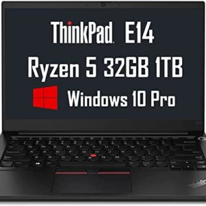 Lenovo ThinkPad E14 Gen 3 14" FHD (32GB RAM, 1TB PCIe SSD, AMD 6-Core Ryzen 5 5500U (Beat i7-1165G7), 1080p Anti-Glare) Business Laptop, Type-C(DP and Charge), RJ-45, Wi-Fi 6, Webcam, Win 10 / 11 Pro