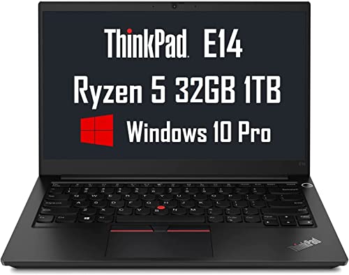 Lenovo ThinkPad E14 Gen 3 14" FHD (32GB RAM, 1TB PCIe SSD, AMD 6-Core Ryzen 5 5500U (Beat i7-1165G7), 1080p Anti-Glare) Business Laptop, Type-C(DP and Charge), RJ-45, Wi-Fi 6, Webcam, Win 10 / 11 Pro