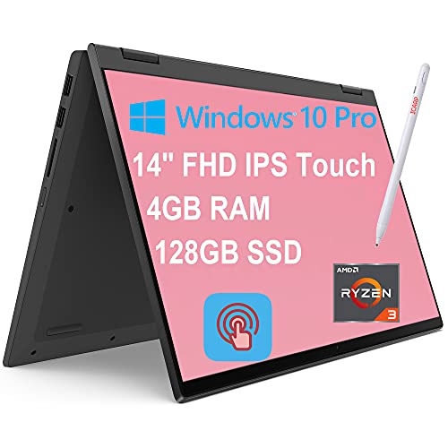 Lenovo Flex 5 14 2-in-1 Business Laptop 14" FHD IPS Touchscreen AMD Quad-Core Ryzen 3 4300U (Beats i7-10510U) 4GB RAM 128GB SSD AMD Radeon Graphics HDMI USB-C Dolby Audio Webcam Win10 Pro Grey + Pen