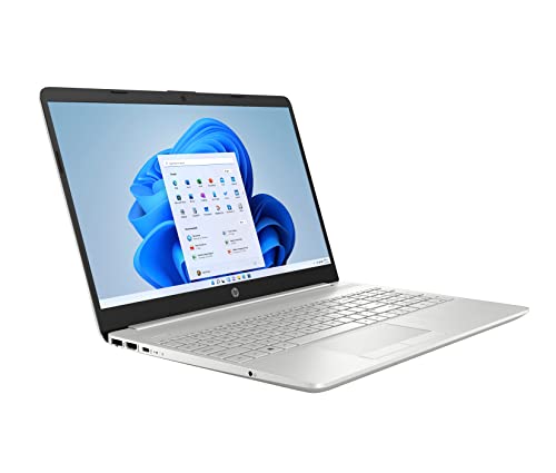 HP 2022 Newest 15.6'' HD Laptop, Intel Quad-core Celeron N4120 Processor (Upto 2.6GHz), 4GB RAM, 128GB SSD, HD Webcam, Wi-Fi 5, Bluetooth, Fast Charge, Windows 11 S+MarxsolCables, Natural Silver