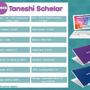 Tanoshi Scholar Kids Computer a Kids Laptop for Ages 6-12, 10.1" HD Touchscreen Display (Purple)