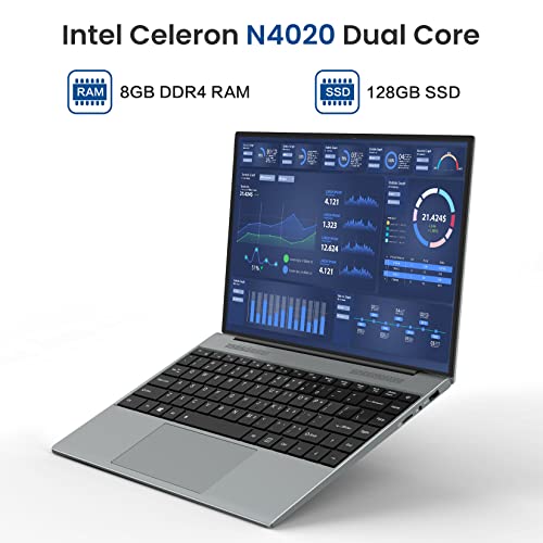 XOPPOX Windows 10 Laptop 2022 New 13.5 Inch Computer Laptop with Intel Celeron Dual Core 8GB RAM 128GB SSD, 2.4G WiFi, USB 3.0, Bluetooth 4.0 for Business or Student