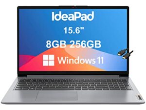 lenovo ideapad 1 15.6″ home & business laptop (amd athlon 3050u, 8gb ram, 256gb ssd) anti-glare, webcam, wi-fi 6, hdmi, type-c, 10-hour long battery, ist computers cable, win 11 home – 2023 model