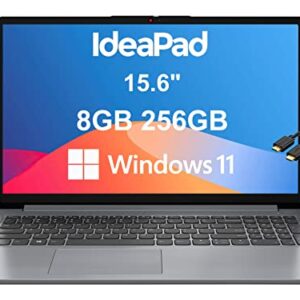 Lenovo IdeaPad 1 15.6" Home & Business Laptop (AMD Athlon 3050U, 8GB RAM, 256GB SSD) Anti-Glare, Webcam, Wi-Fi 6, HDMI, Type-C, 10-Hour Long Battery, IST Computers Cable, Win 11 Home – 2023 Model