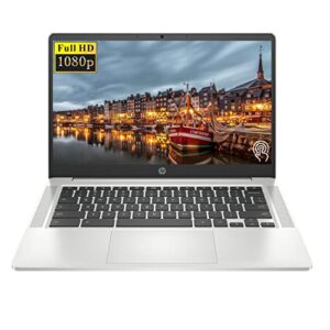 newest hp chromebook laptop, 14″ fhd touchscreen, amd 3015ce processor, 8gb ram, 64gb emmc storage, webcam, wifi, bluetooth, chrome os, mineral silver (renewed)