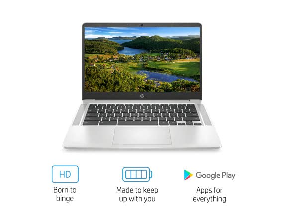 Newest HP Chromebook Laptop, 14" FHD Touchscreen, AMD 3015Ce Processor, 8GB RAM, 64GB eMMC Storage, Webcam, WiFi, Bluetooth, Chrome OS, Mineral Silver (Renewed)