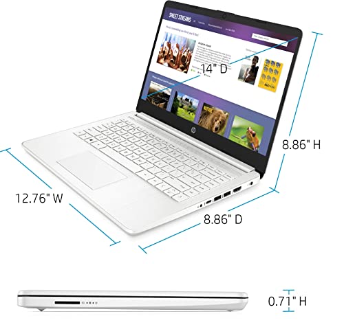 2022 HP Stream 14inch Laptop, Intel Celeron N4020 Dual-Core Processor, 4GB DDR4 Memory, 192GB Storage(64GB eMMC+128GB Card), Webcam, Bluetooth,1-Year Microsoft 365, Win10 S, Snow White | TGCD Bundle