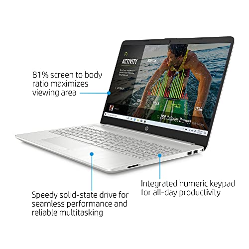 HP 15.6 Laptop, FHD 1080P IPS Display, 11th Gen Intel Core i3-1115G4, 8GB DDR4 RAM, 256GB PCIe SSD, HDMI, WiFi, Bluetooth, Finger Print Reader, Win10 Home, Silver (HP Notebook Laptop 2022 Model)