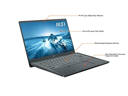 MSI Business Prestige 14 Evo Intel Core i5 12th Gen 1240P (12 Cores) - Iris Xe Graphics, 14.0" IPS 100% sRGB, Backlit KB, Thunderbolt 4, Fingerprint, Win 11, Gray, w/HDMI (16GB RAM | 1TB PCIe SSD)