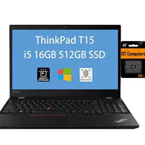 Lenovo ThinkPad T15 15.6" FHD (Intel Quad-Core i5-1145G7(Beats i7-10510U), 16GB RAM, 512GB PCIe SSD) Business Laptop, Backlit Keyboard, 2 x Thunderbolt 4, Webcam, Win 10 Pro / 11 Pro