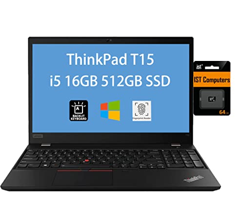 Lenovo ThinkPad T15 15.6" FHD (Intel Quad-Core i5-1145G7(Beats i7-10510U), 16GB RAM, 512GB PCIe SSD) Business Laptop, Backlit Keyboard, 2 x Thunderbolt 4, Webcam, Win 10 Pro / 11 Pro