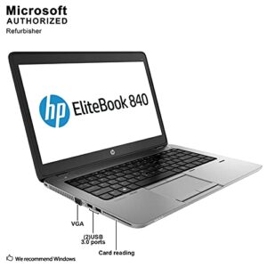 HP EliteBook 840 G1 14in HD Business Laptop Computer Ultrabook, Intel Core i5-4300U 1.9 GHz Processor, 8GB RAM, 128GB SSD, USB 3.0, VGA, Wifi, RJ45, Windows 10 Professional (Renewed)