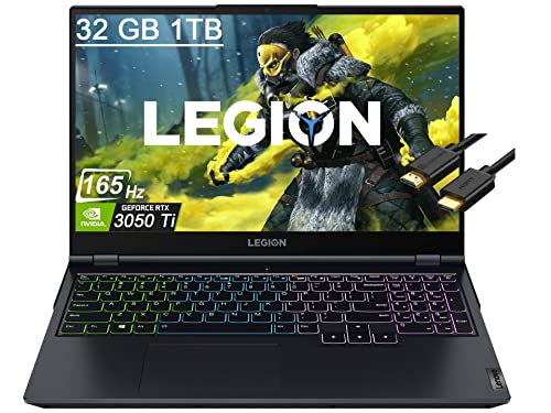 Lenovo Legion 5 15.6" Full HD IPS 165Hz Gaming Laptop (8-Core Ryzen 7-5800H, 32GB RAM, 1TB PCIe SSD, GeForce RTX 3050 Ti 4GB) RGB Backlit , 3D Nahimic Audio, w/ HMDI Cable, Windows 11 Home