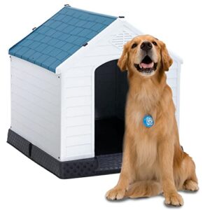 Large Dog House,Outdoor Dog Kennel,Insulated Dog House Pet Puppy Shelter for Small Medium Large Dogs Waterproof with Air Vents&Elevated Indoor Outdoor(32"H)
