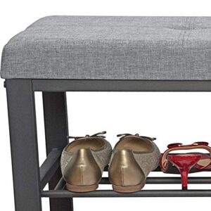 Simplify Storage Bench, Shoe Rack, Ottoman, Tufted, Padded Seating for Entryway, Bedroom, Closet & Hallway, Grey