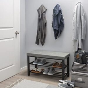 Simplify Storage Bench, Shoe Rack, Ottoman, Tufted, Padded Seating for Entryway, Bedroom, Closet & Hallway, Grey