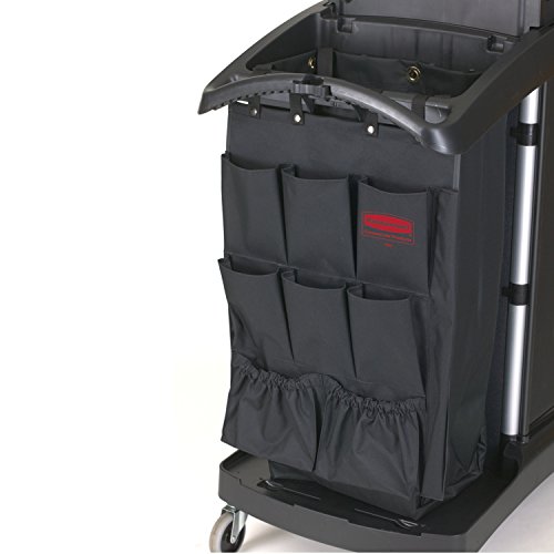Rubbermaid Commercial Products 9-Pocket Housekeeping Cart Organizer, Black, Garbage Bin Caddy for Cleaning Supplies, Compatible with Any Cart for Material Transport/Storage