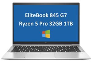 hp elitebook 845 g7 840 series 14″ ips fhd (ryzen 5 pro 4650u, 32gb ram, 1tb pcie ssd, amd 6-core (beat i7-1165g7)) business laptop w/ wifi + webcam + briefcase, windows 10 pro / win 11 pro