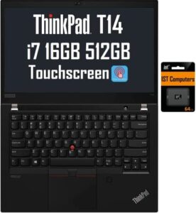 lenovo thinkpad t14 14″ fhd touchscreen (4-core i7-1165g7, 16gb ram, 512gb pcie ssd) ips business laptop, backlit, fingerprint, webcam, 3-yr warranty, thunderbolt 4, ist sd card, win 10 pro / 11 pro