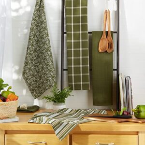 DII Assorted Woven Kitchen Set, Dishtowel, 18x28, Dishcloth, 13x13, Sage, 5 Piece