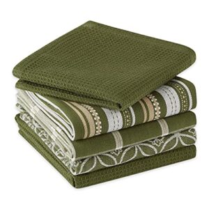 DII Assorted Woven Kitchen Set, Dishtowel, 18x28, Dishcloth, 13x13, Sage, 5 Piece