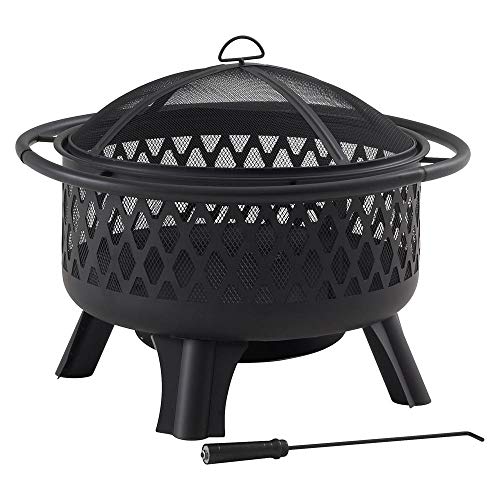 Hampton Bay Piedmont 30 in. Steel Fire Pit in Black with Cooking Grate